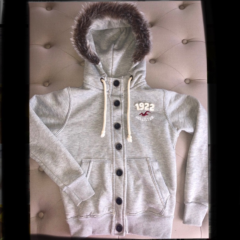Thick Hollister button up Sweatshirt Hoodie XS